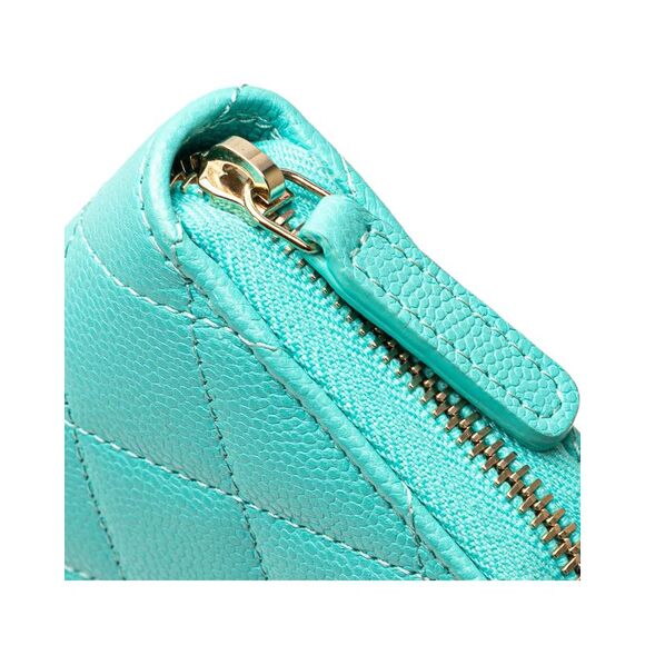 Pre Loved Chanel CC Quilted Caviar Zip Coin Purse Women Blue Pouches - Picture 8 of 8